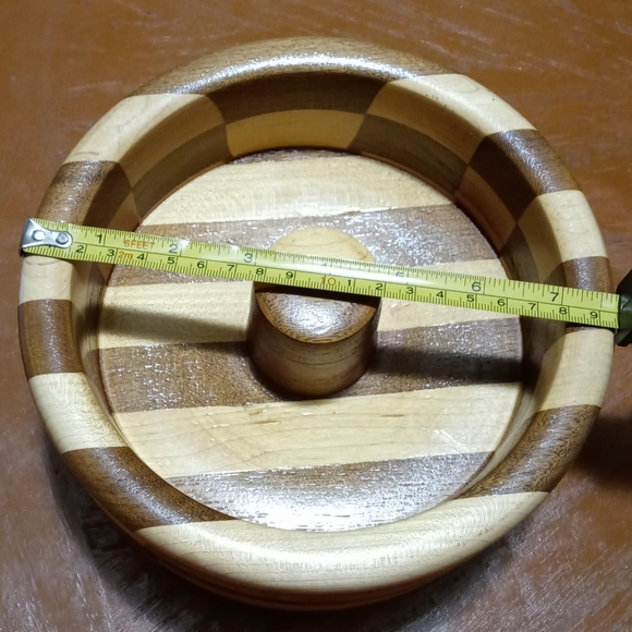 Wooden Checkered Nut Cracker Bowl - Picture 2 of 6